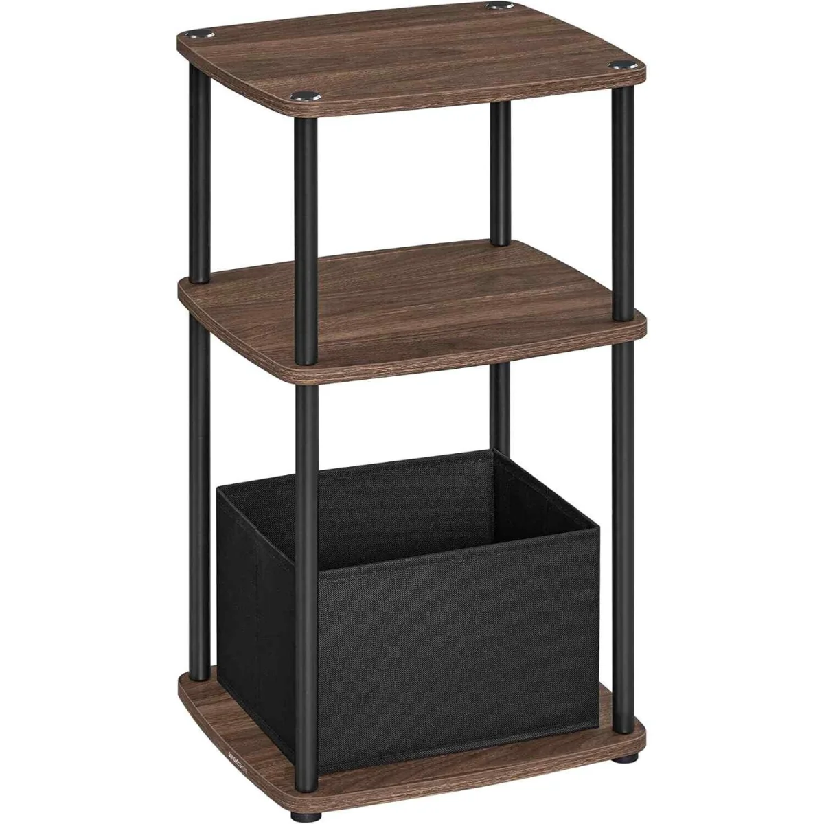 3 Tier Side Table with Fabric Basket, Walnut - Ebony Walnut – image 2