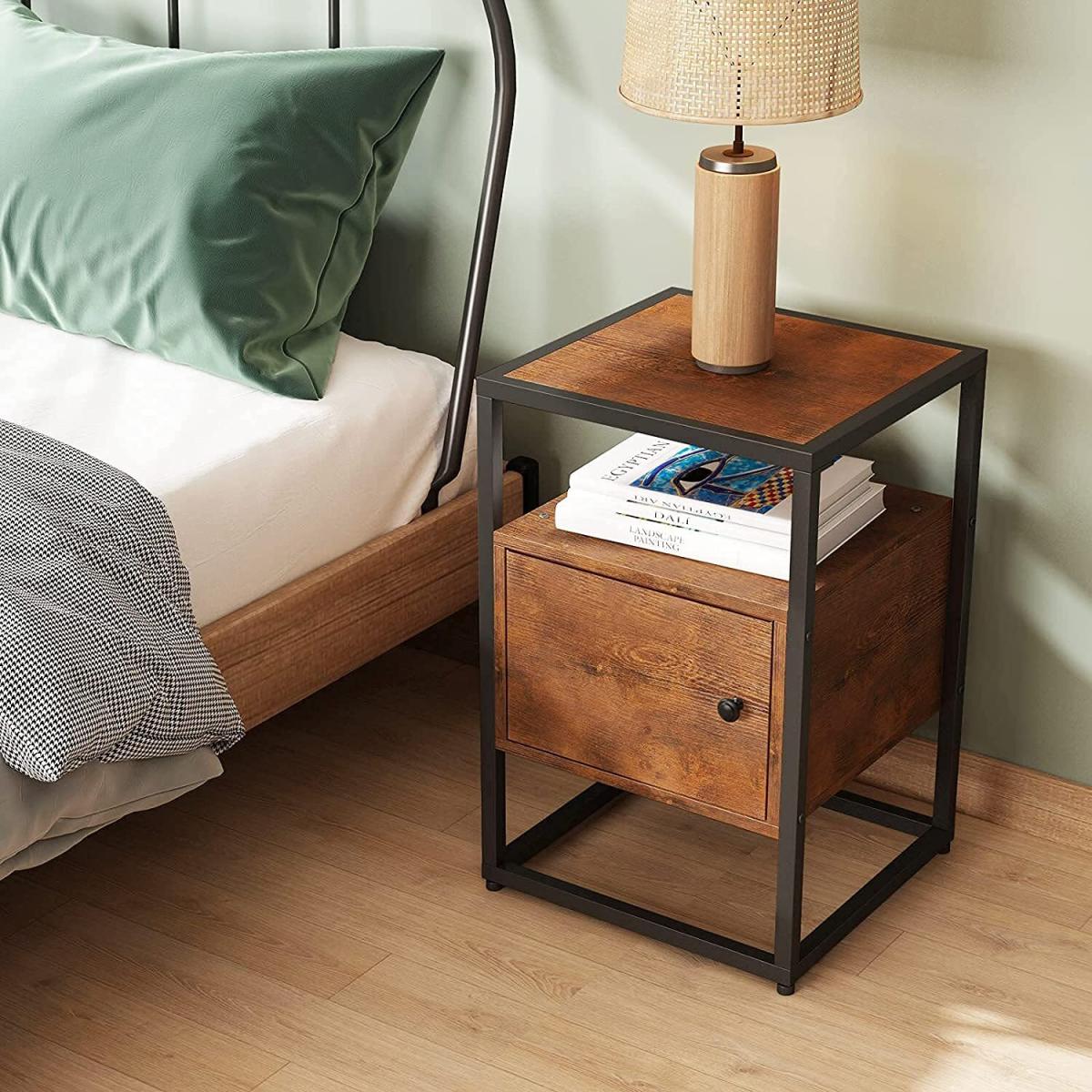 Dripex Bedside Table with Door Side Table Drawer – image 2