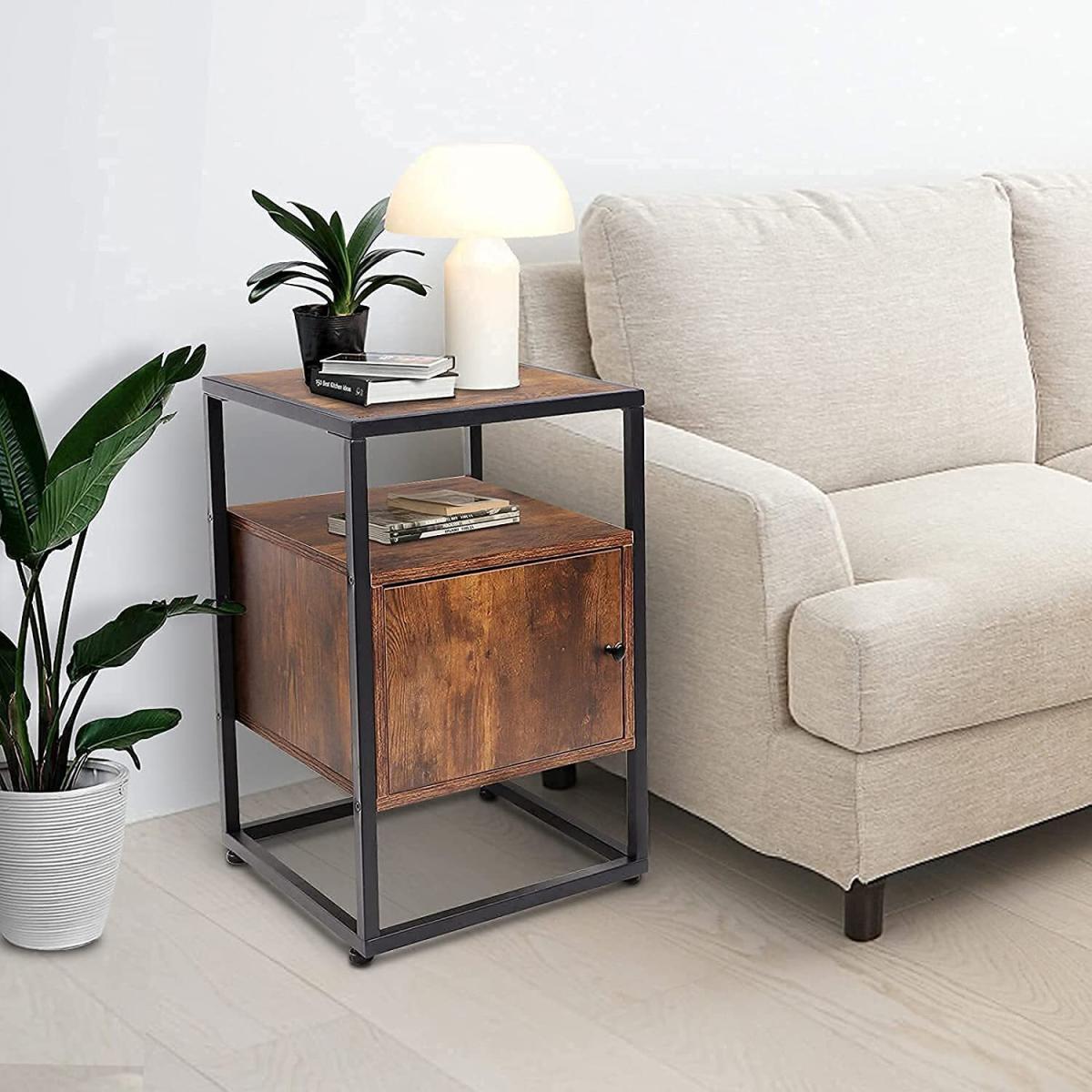 Dripex Bedside Table with Door Side Table Drawer – image 3