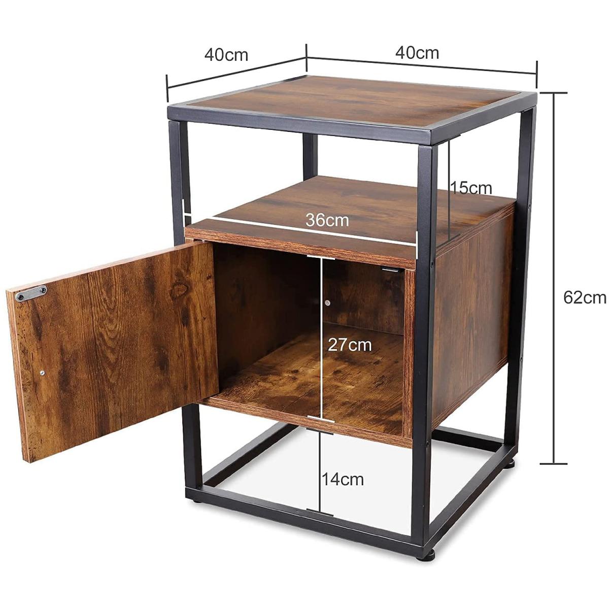 Dripex Bedside Table with Door Side Table Drawer – image 6