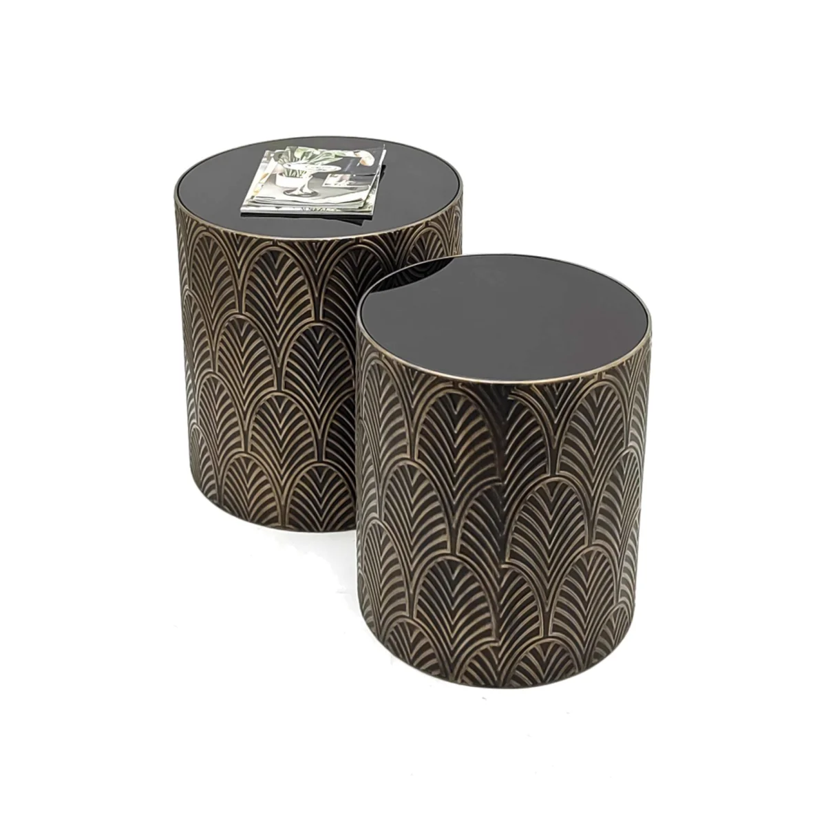 7seas Sculvera Arcelle Handmade Set of 2 Coffee And Side Tables - Antique Bronze – image 1