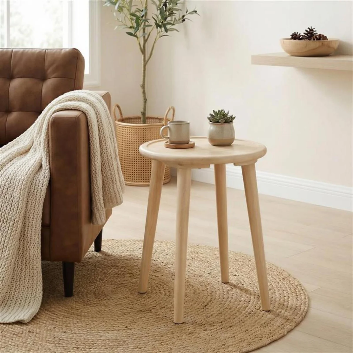 Orizaba Round Wood Side Table - Oak – image 1