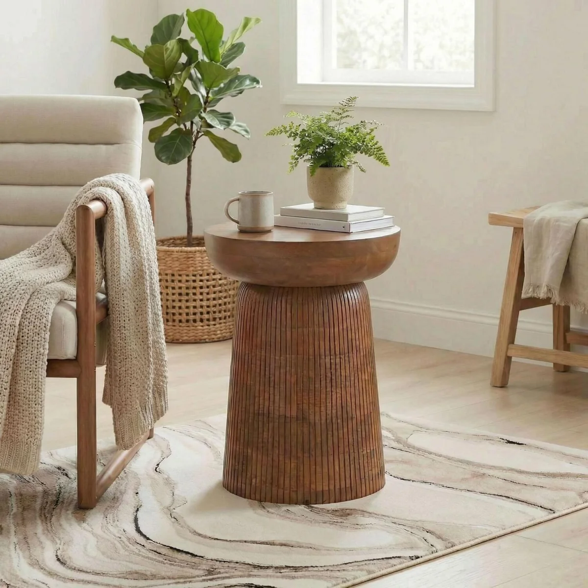 Jura Round Wood Side Table - Walnut – image 1