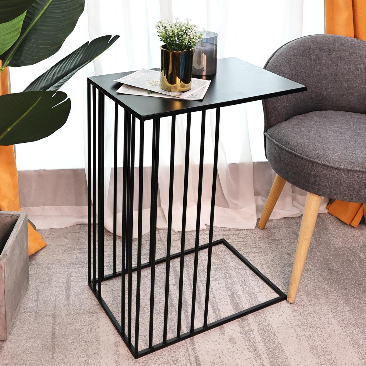 Metal Sofa Rectangular Side Table - Black