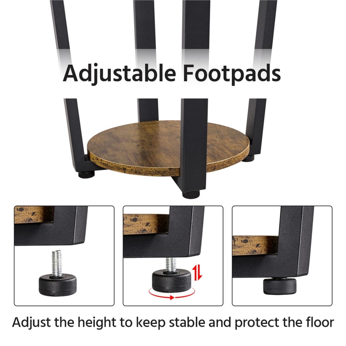 Industrial Round Sofa Table with Storage Rack - Rustic Brown – image 5