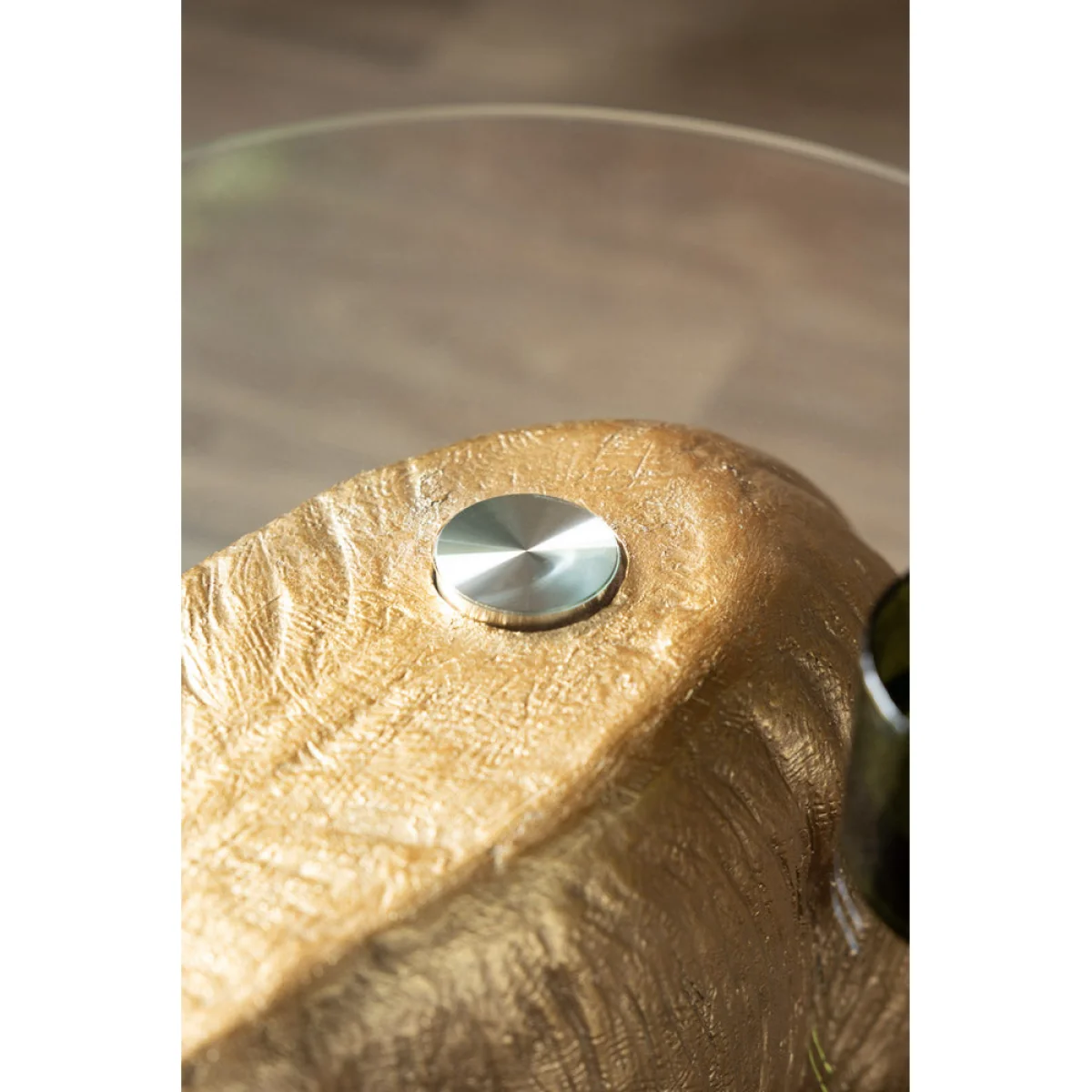 Gold Elephant Side Table With Glass Top – image 3