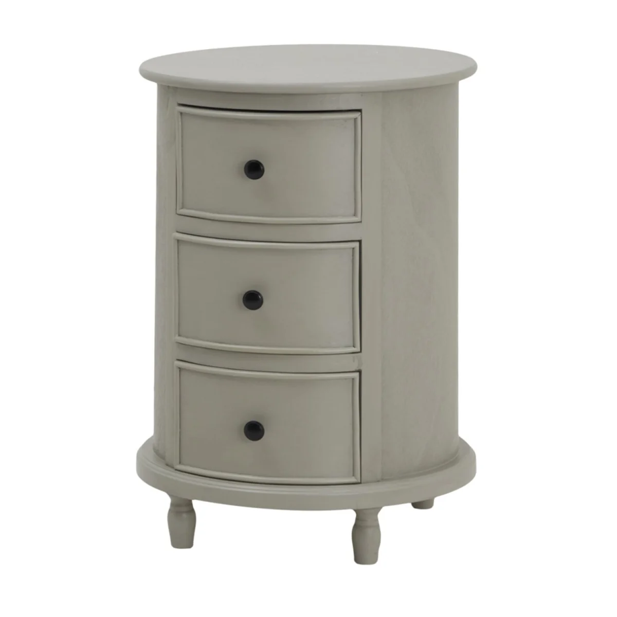 Camden Collection 3 Drawer Round Side Table Modern Storage - Light Grey – image 2