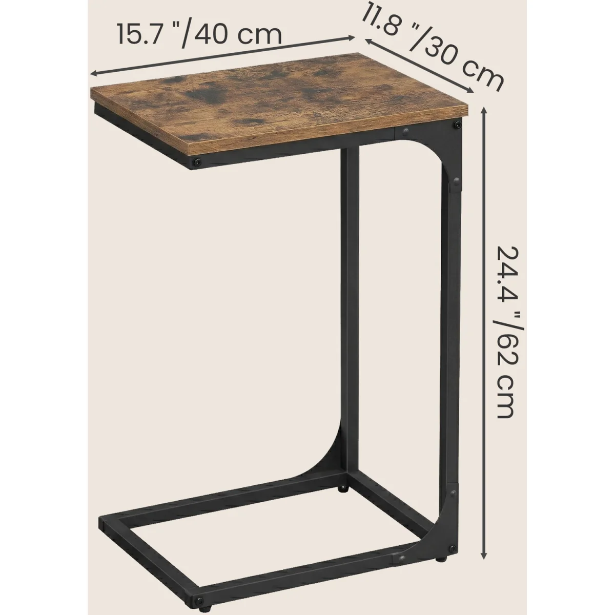 VASAGLE C-Shaped Side Table, Bedside Table, Sofa Side Table - Brown – image 5