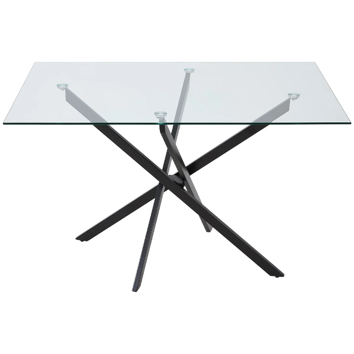 Tempered Glass Side Table with Sturdy Iron Legs - Black & Transparent / 100cm – image 3