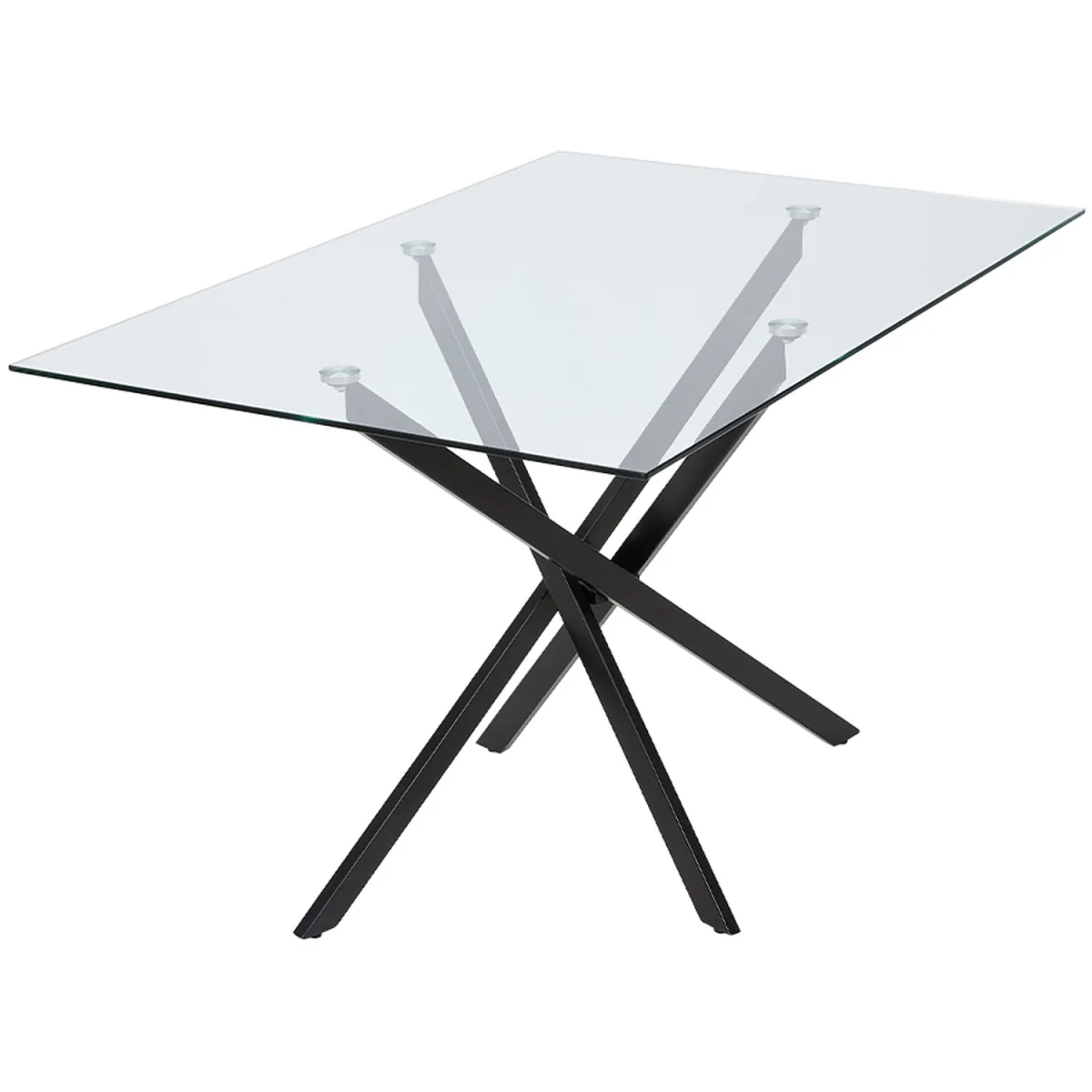 Tempered Glass Side Table with Sturdy Iron Legs - Black & Transparent / 100cm – image 4