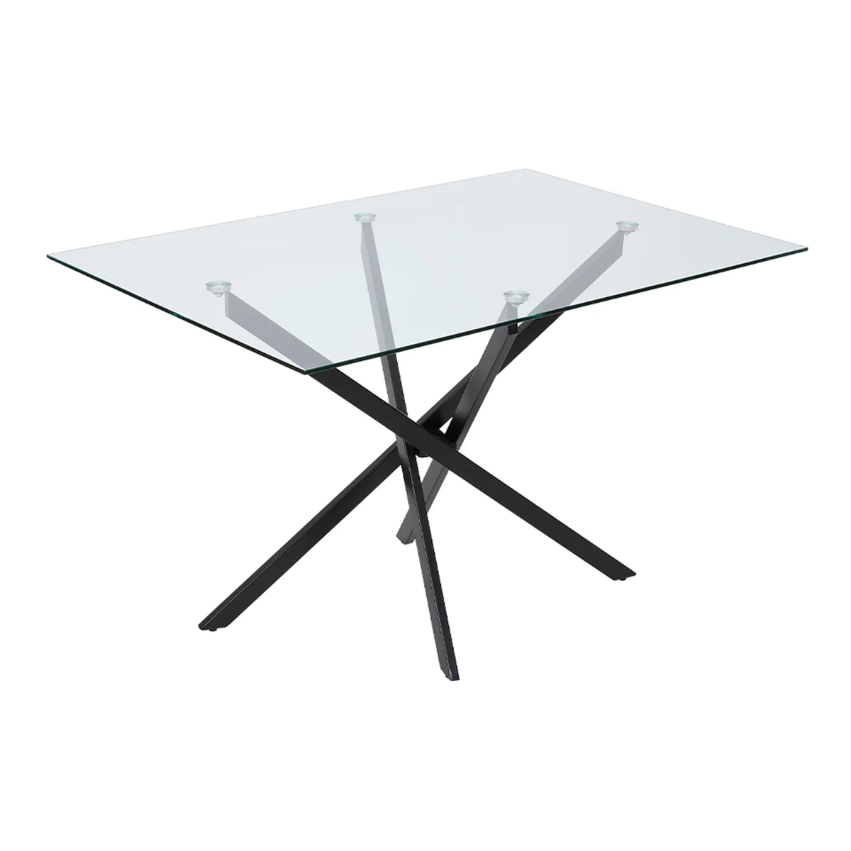 Tempered Glass Side Table with Sturdy Iron Legs - Black & Transparent / 100cm – image 1