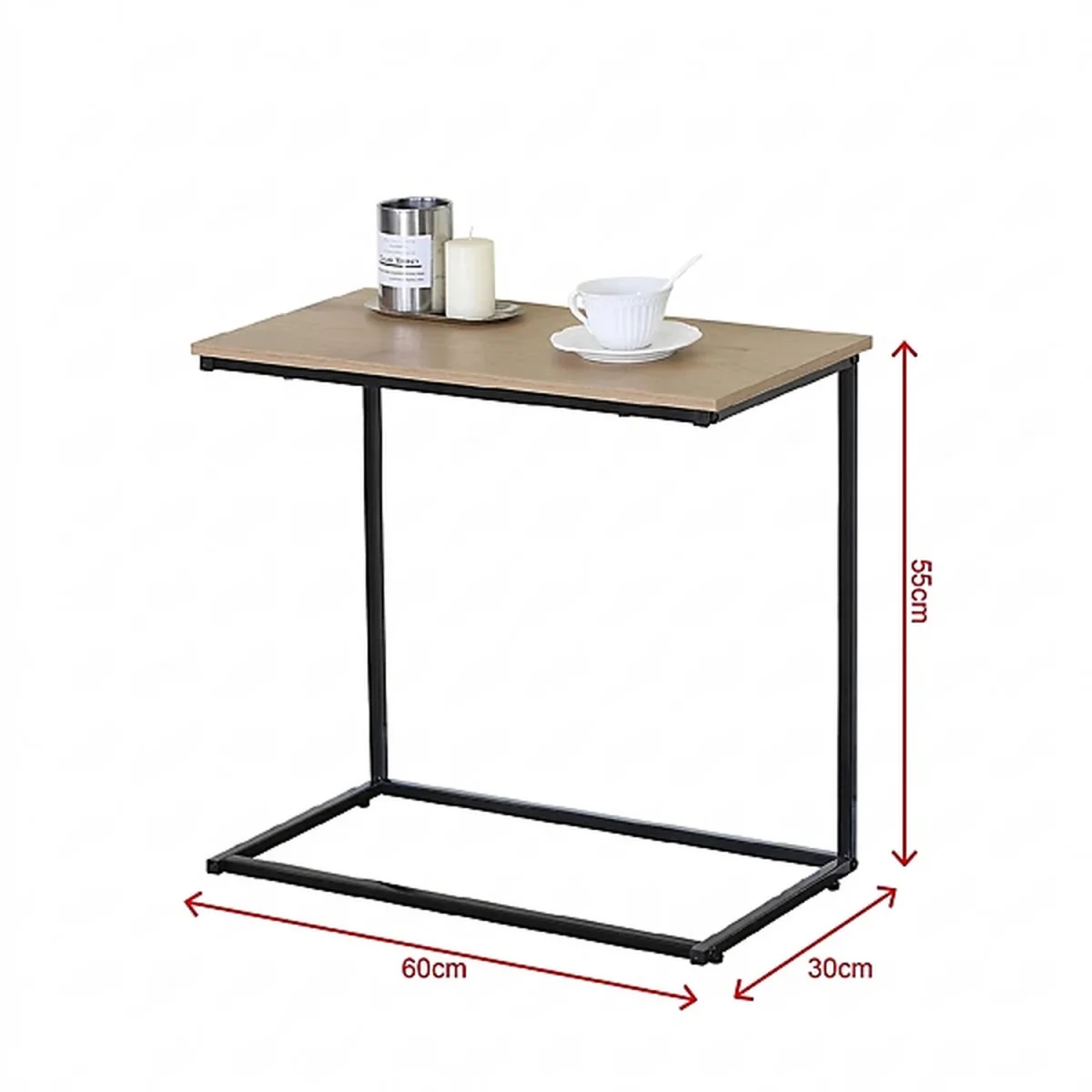 C Shaped End Table Adjustable Feet - Oak – image 3