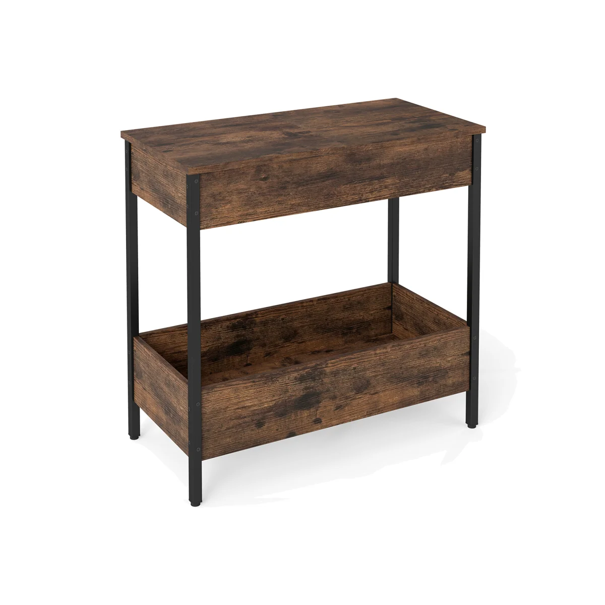 Costway Side Table with Storage Shelves and Removable Tabletops-Brown – image 1