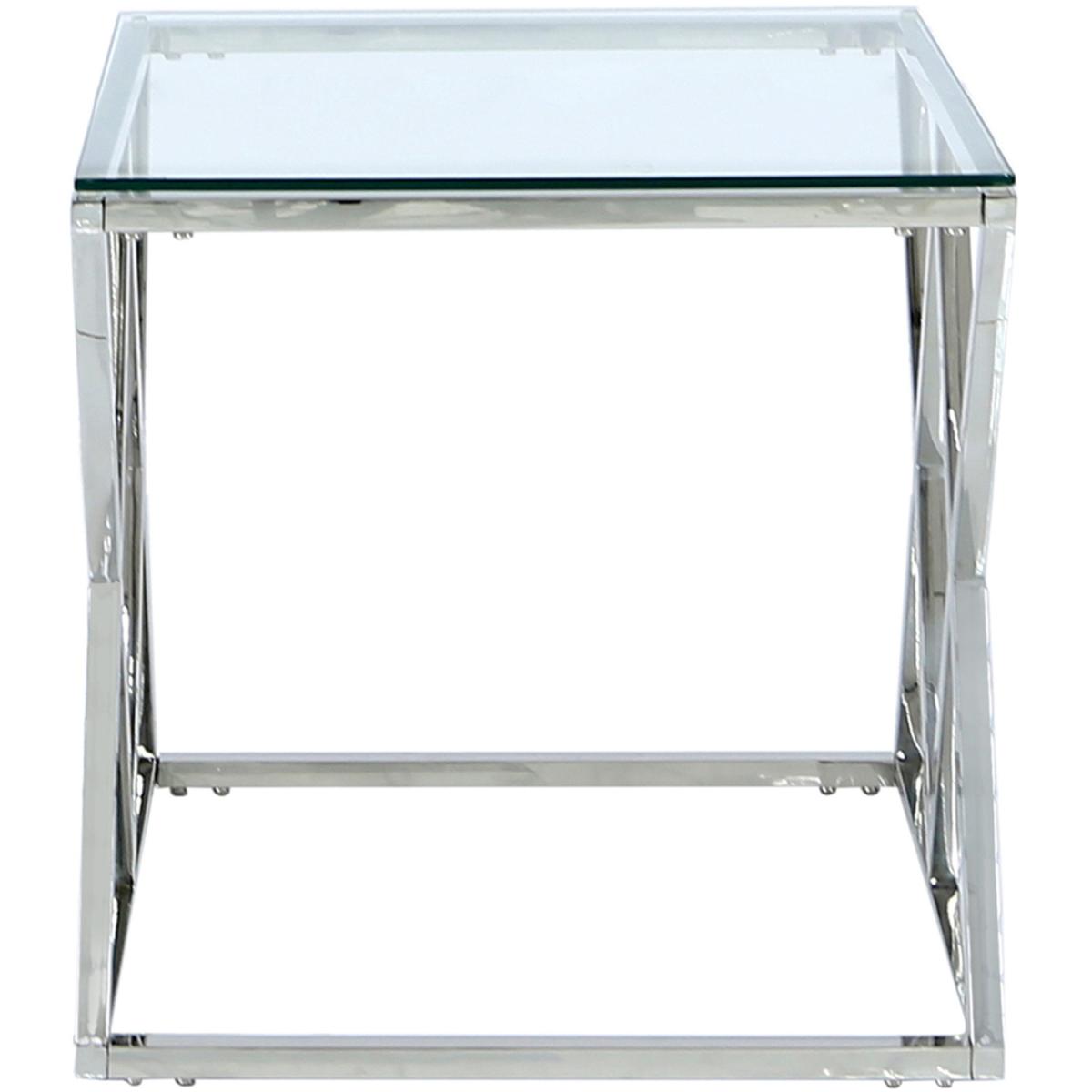 Side Table - Porto Chrome Metal Glass-Top Lamp End Table - Chrome – image 2