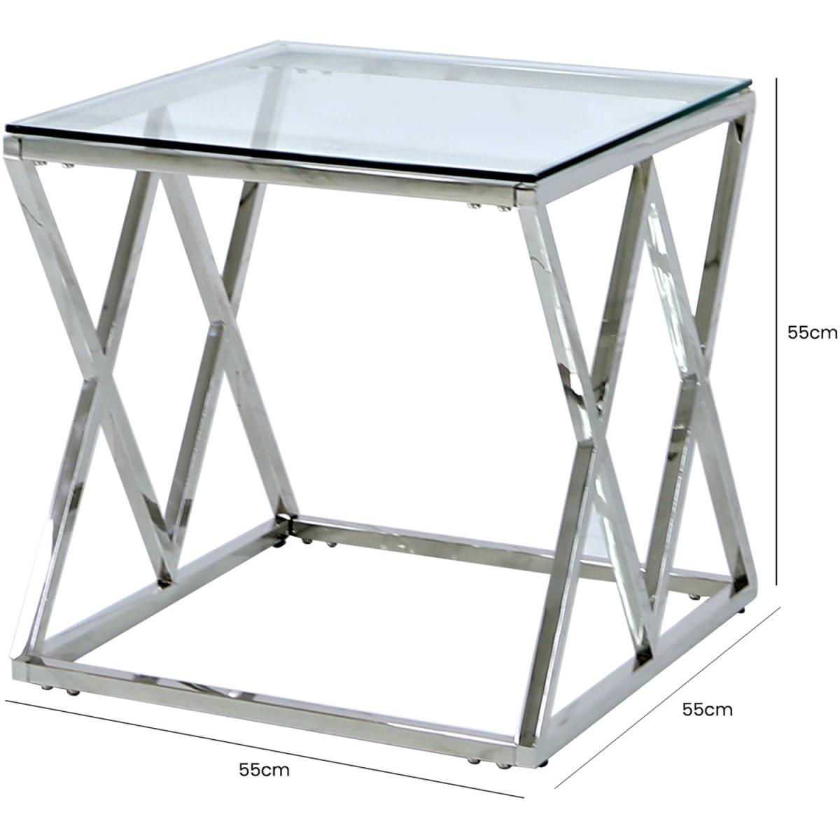Side Table - Porto Chrome Metal Glass-Top Lamp End Table - Chrome – image 3