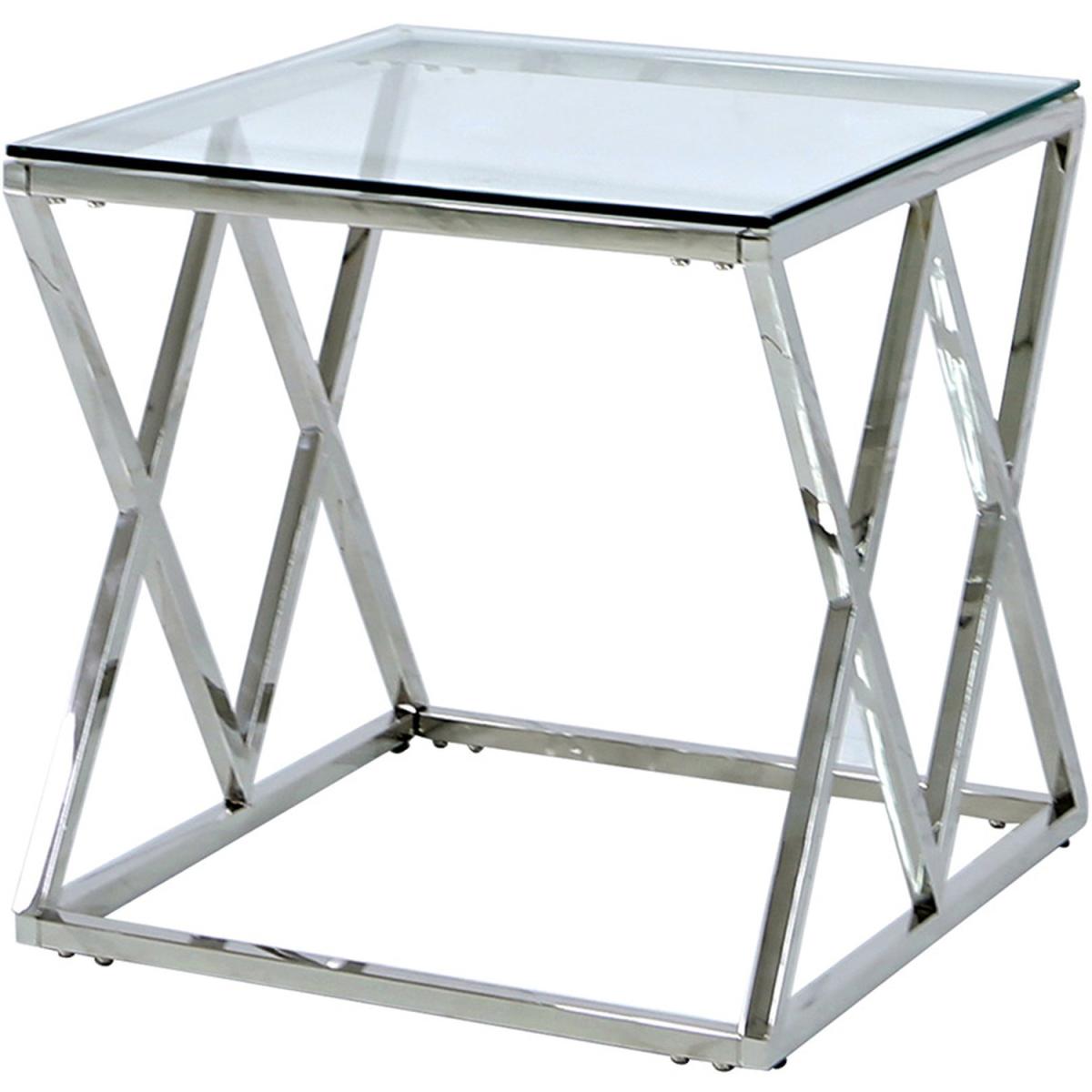 Side Table - Porto Chrome Metal Glass-Top Lamp End Table - Chrome – image 5