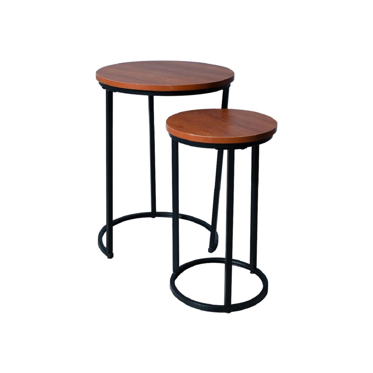 Set Of 2 Nesting Lamp Tables - Brown