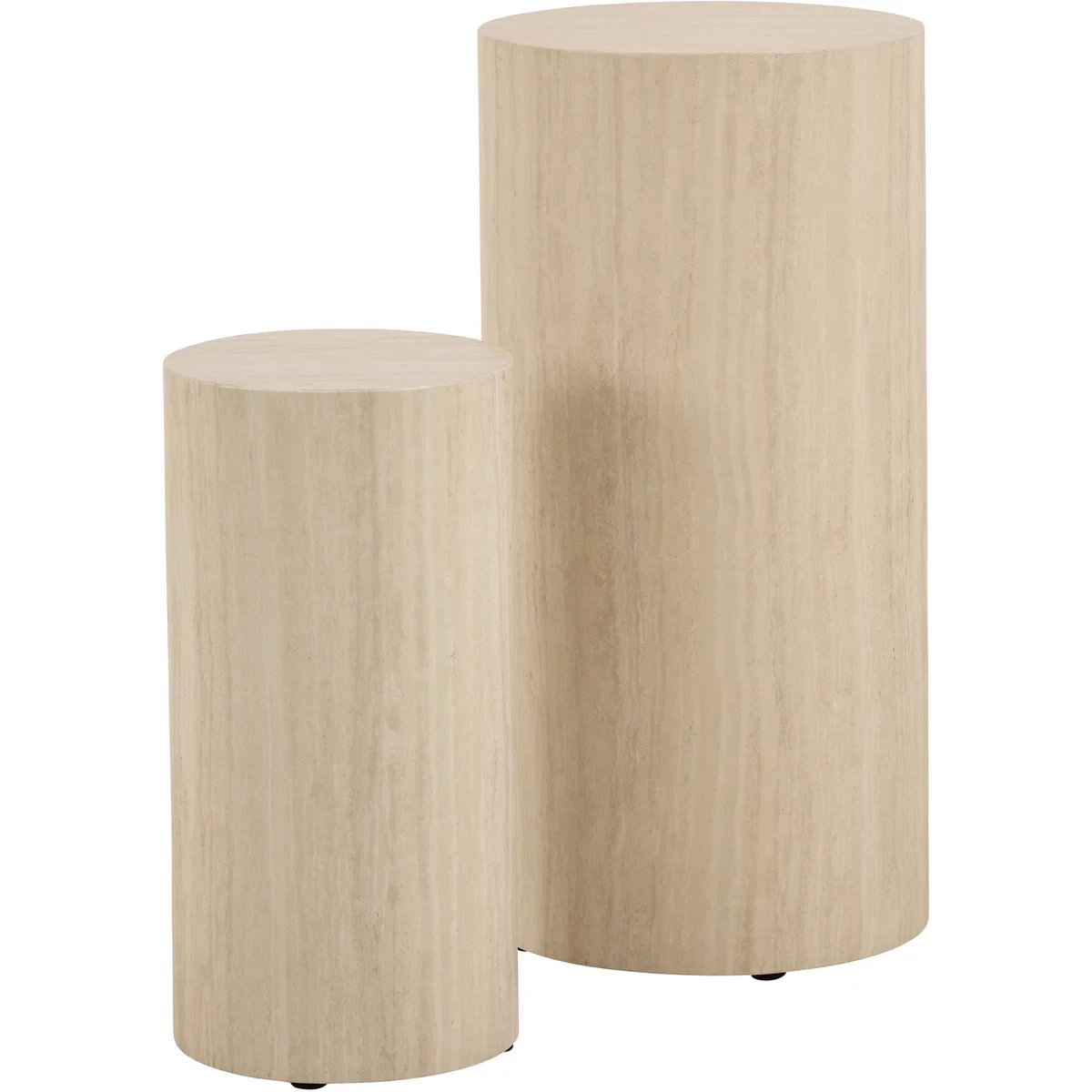 Dice Round Pedestal Set of 2 in Travertine Rough Paper - Travertine – image 3