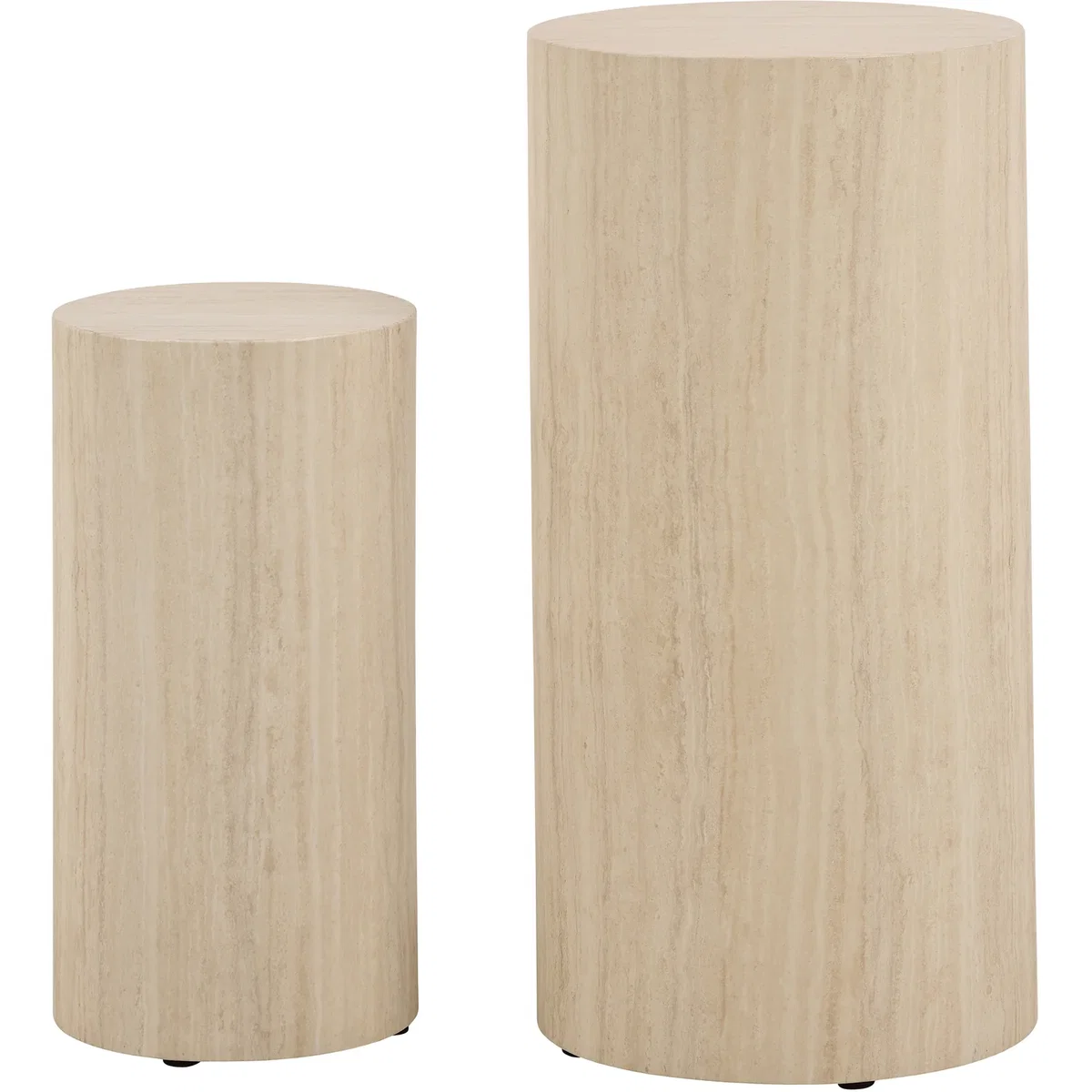 Dice Round Pedestal Set of 2 in Travertine Rough Paper - Travertine – image 4