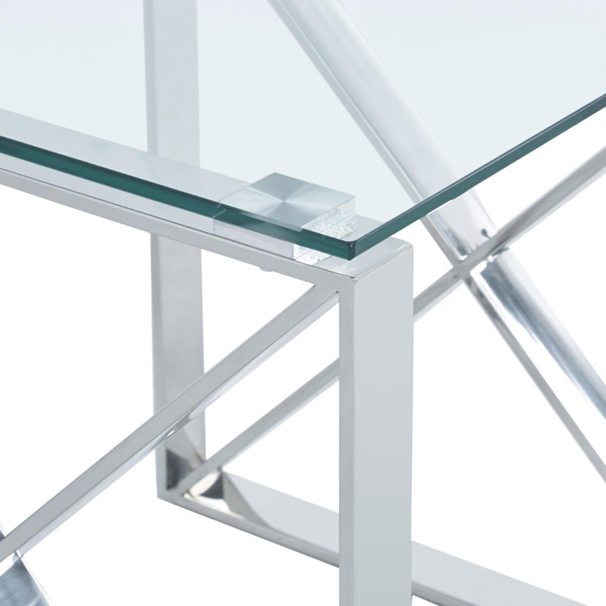 Modern Clear Tempered Glass End Side Table  - Silver – image 4