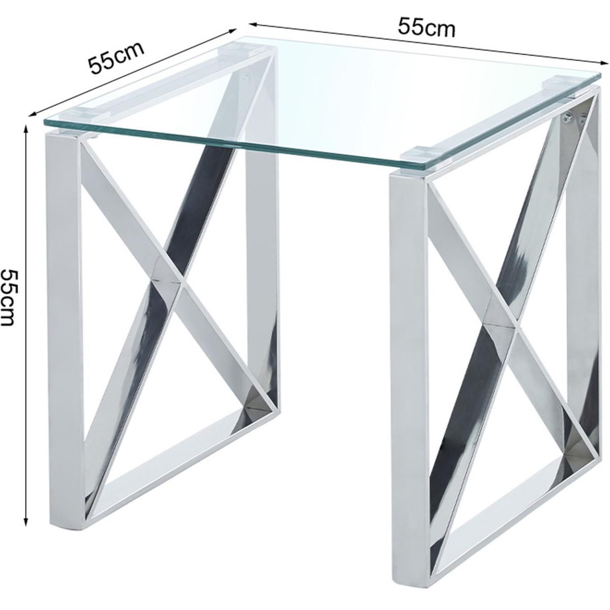Modern Clear Tempered Glass End Side Table  - Silver – image 6