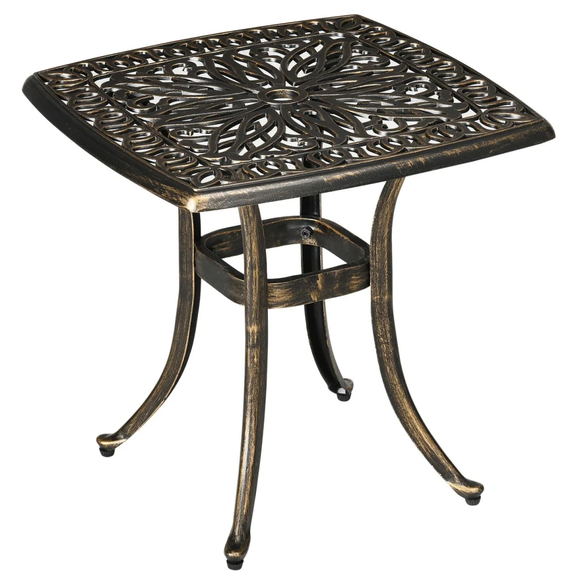 Mave Cast Aluminium Bronze Patio Side Table With Central Umbrella Hole – image 3