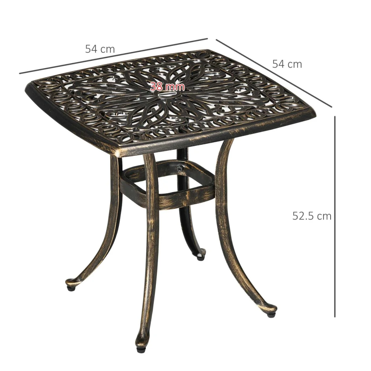 Mave Cast Aluminium Bronze Patio Side Table With Central Umbrella Hole – image 4