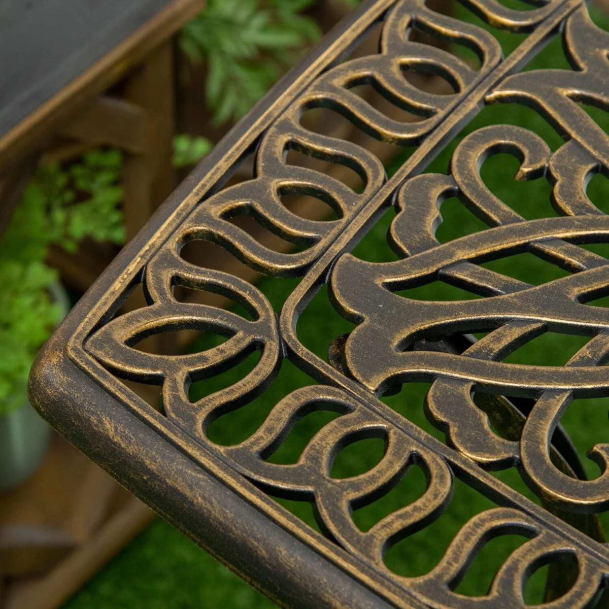 Mave Cast Aluminium Bronze Patio Side Table With Central Umbrella Hole – image 7