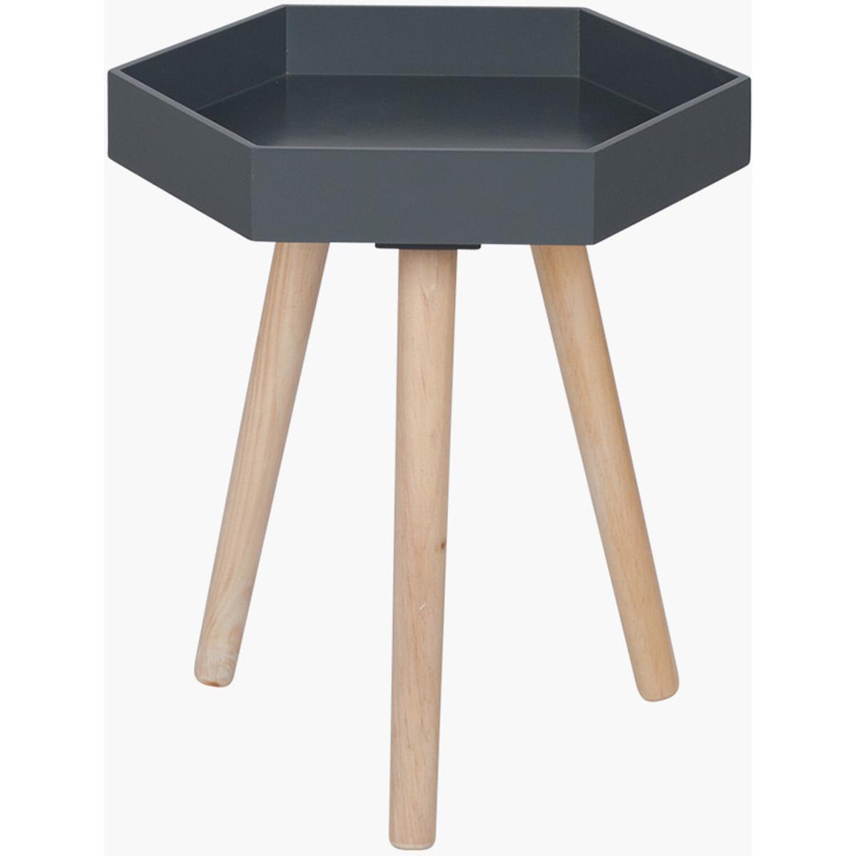 Halston MDF and Pine Wood Hexagon Table - Dark Grey – image 2