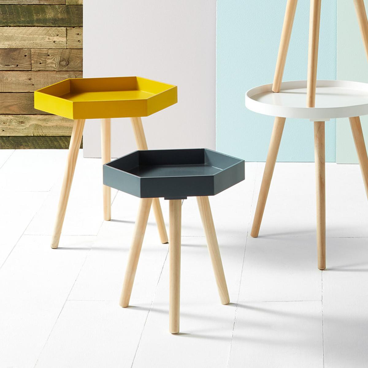 Halston MDF and Pine Wood Hexagon Table - Dark Grey – image 3