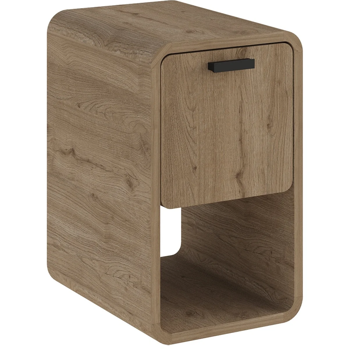 Decortie Rovel Storage Side Table with Drop-Down Door & Shelf - Natural Oak – image 3