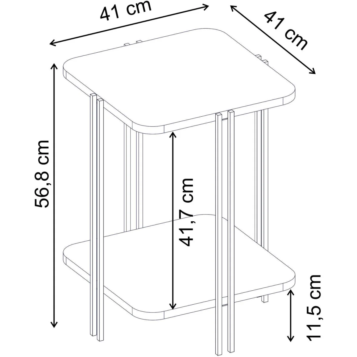 Decortie Notus 2-Tier Square Side Table with Open Shelf - Oak – image 5