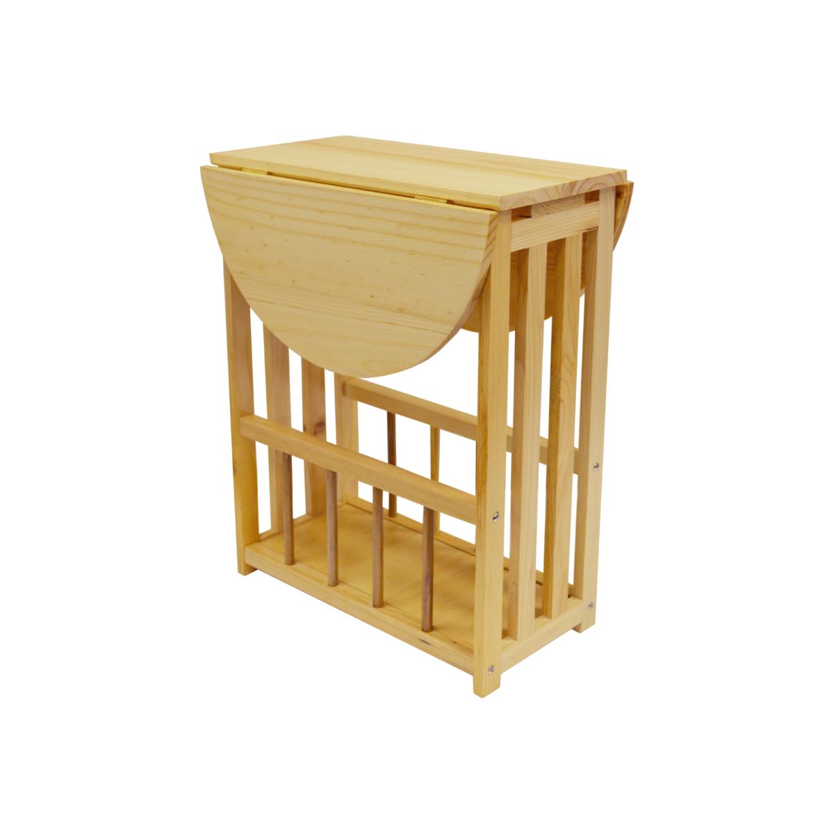 HAUGHTON - Swivel Top Side End Table with Storage Rack - Natural - Pine – image 1
