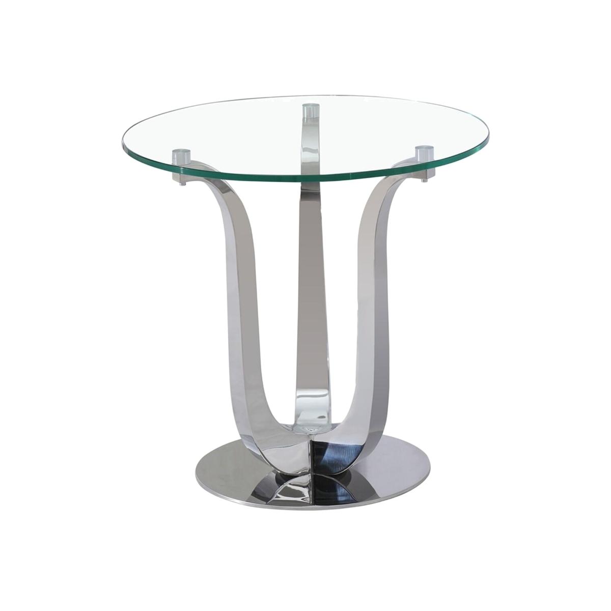 Naples Semi Circle Glass Lamp Table for Living Room - Silver