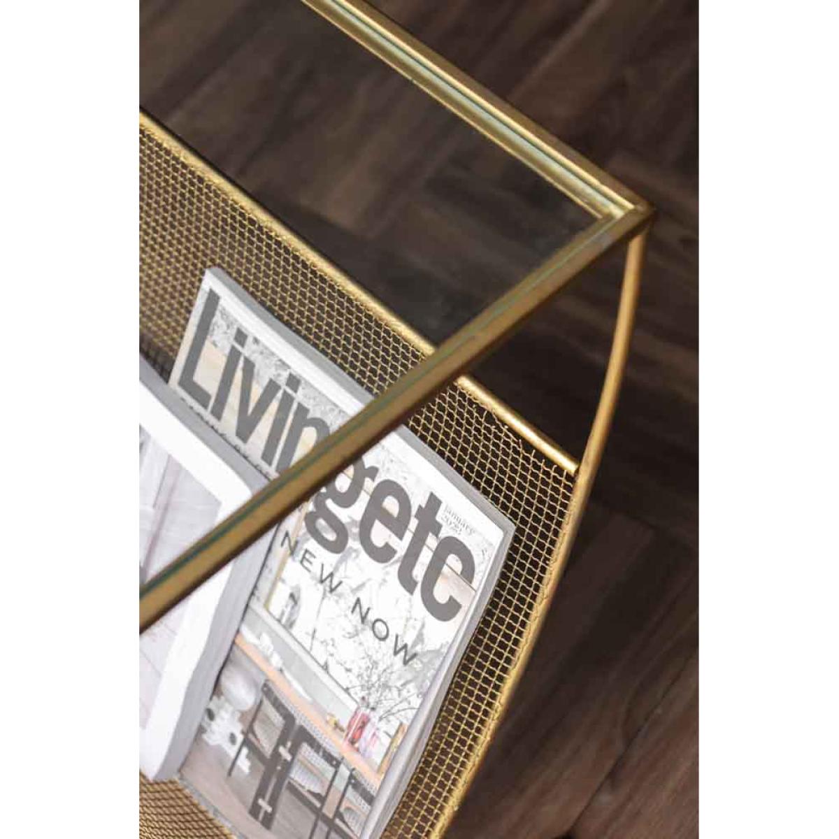 Gold Magazine Rack With Glass Top – image 2