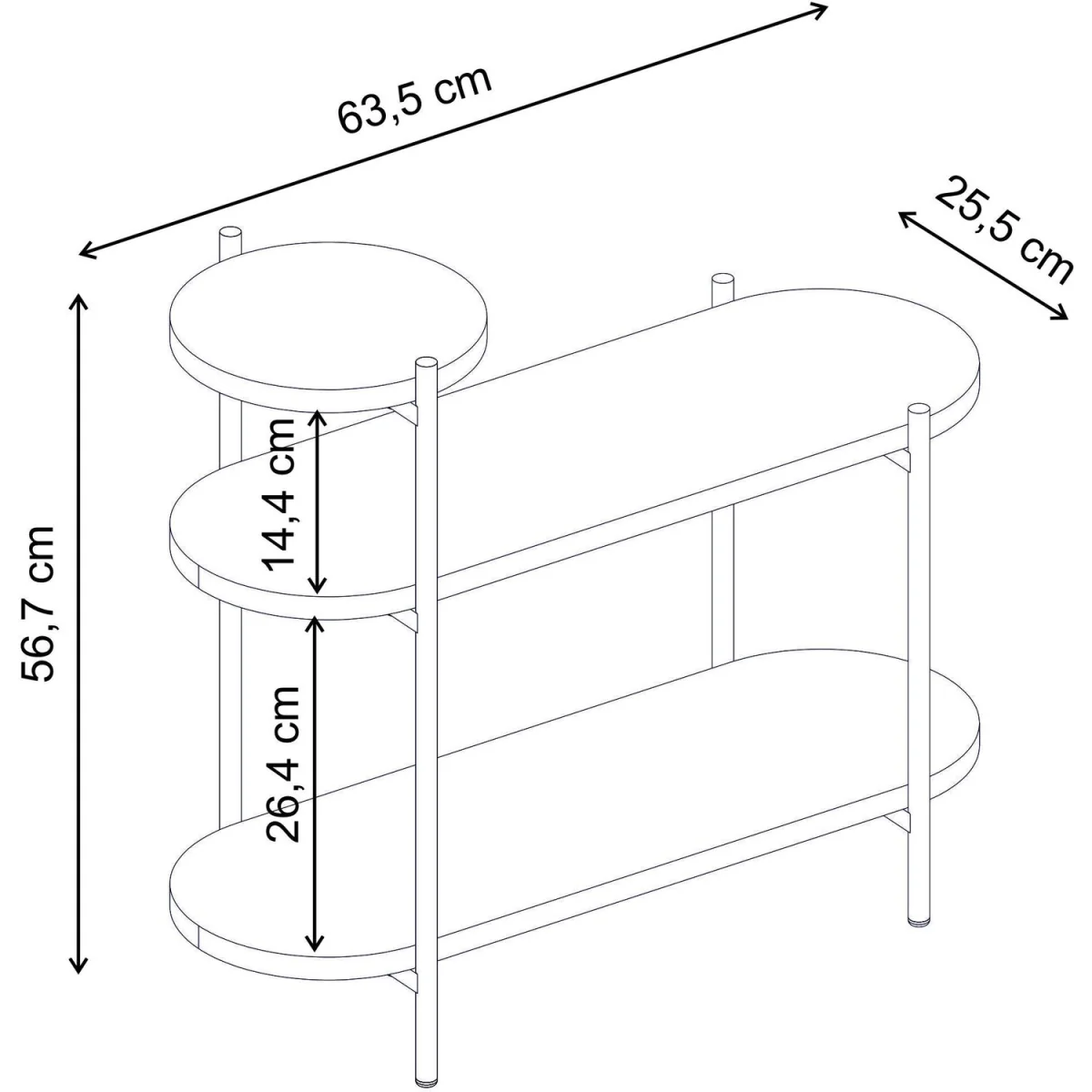 Decortie Somo 3-Tier Display Side Table Oval and Round Shelves - Sandstone – image 2