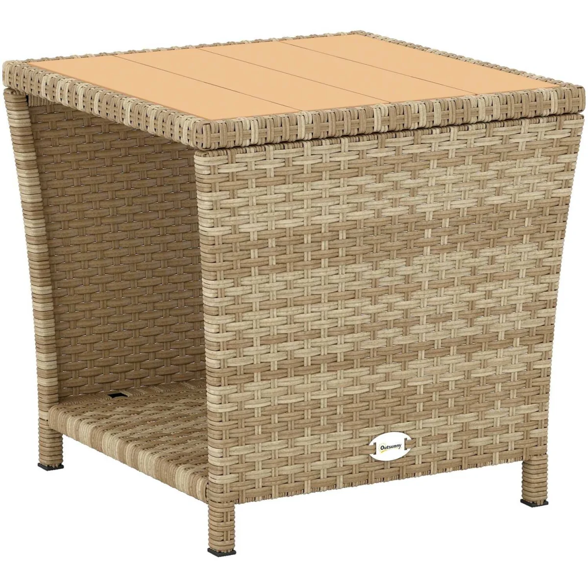 Outsunny Side Table 2-Tier with Storage Shelf - Khaki – image 2