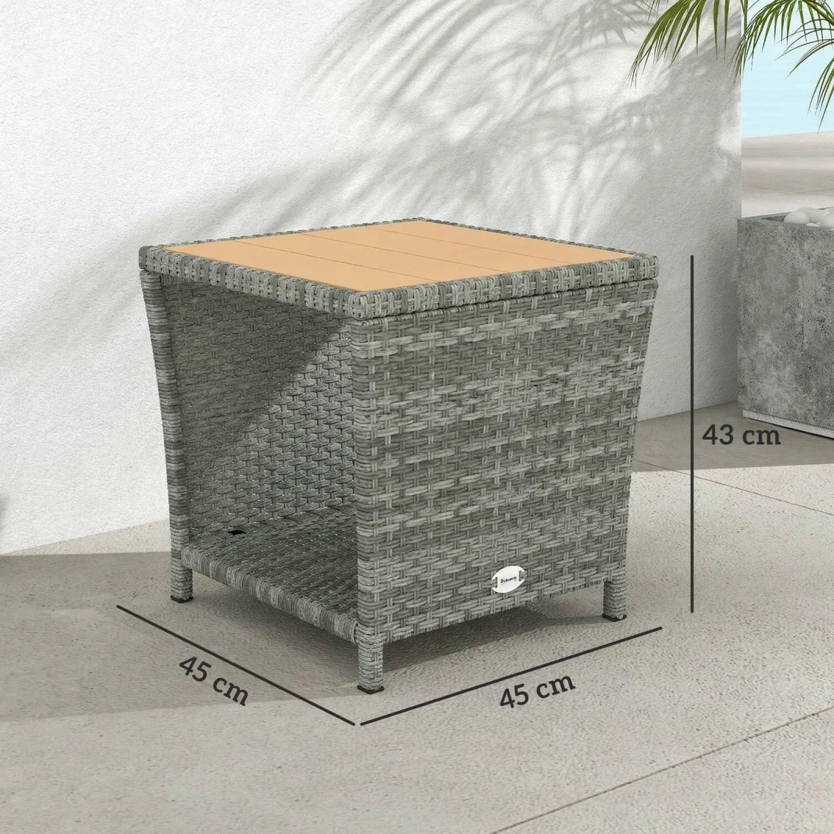 Outsunny Side Table 2-Tier with Storage Shelf - Khaki – image 12
