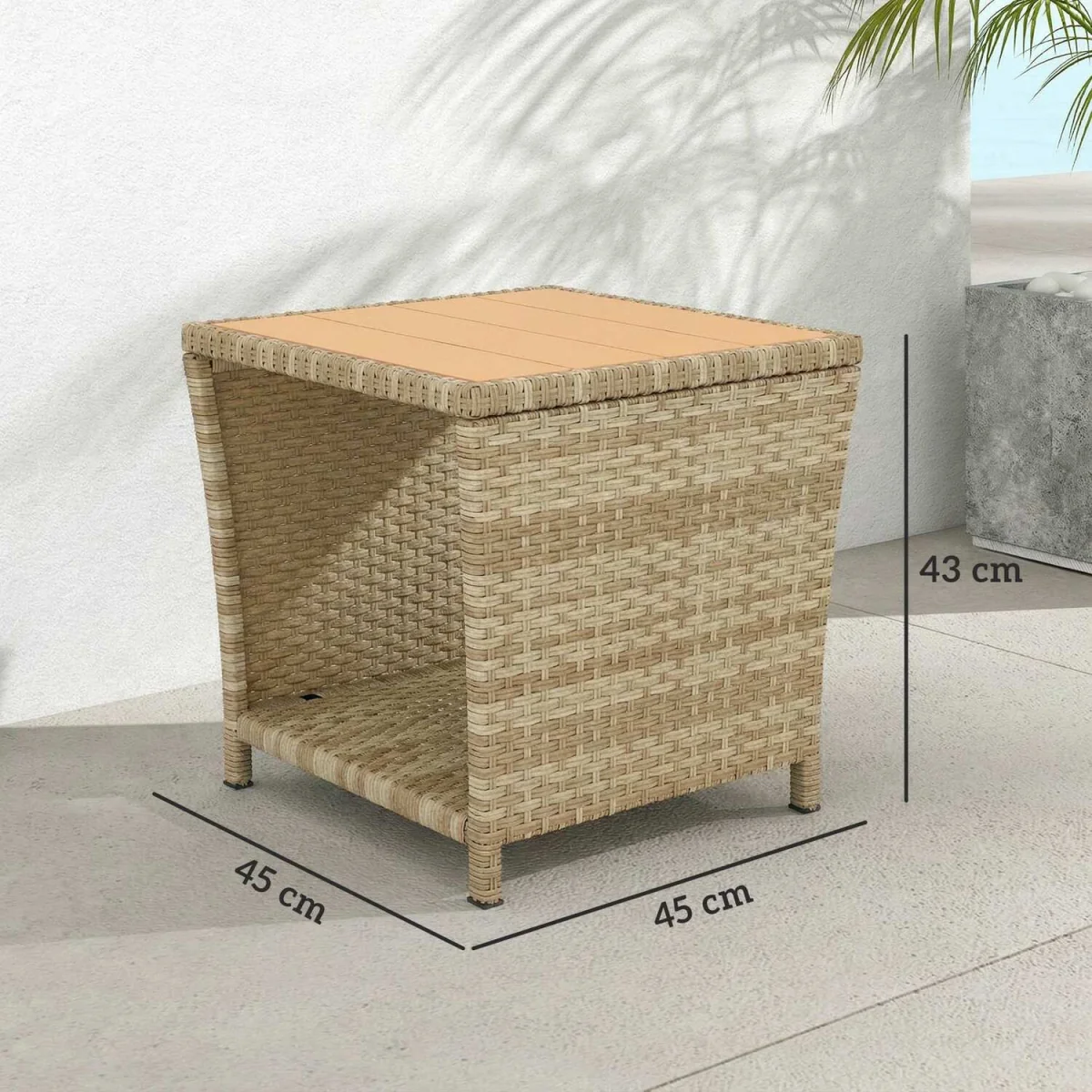 Outsunny Side Table 2-Tier with Storage Shelf - Khaki – image 4