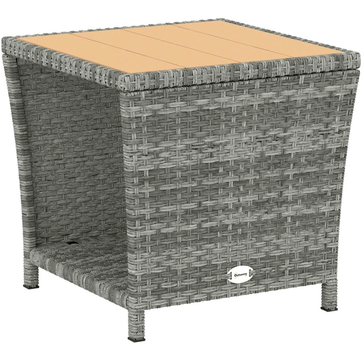 Outsunny Side Table 2-Tier with Storage Shelf - Khaki – image 10