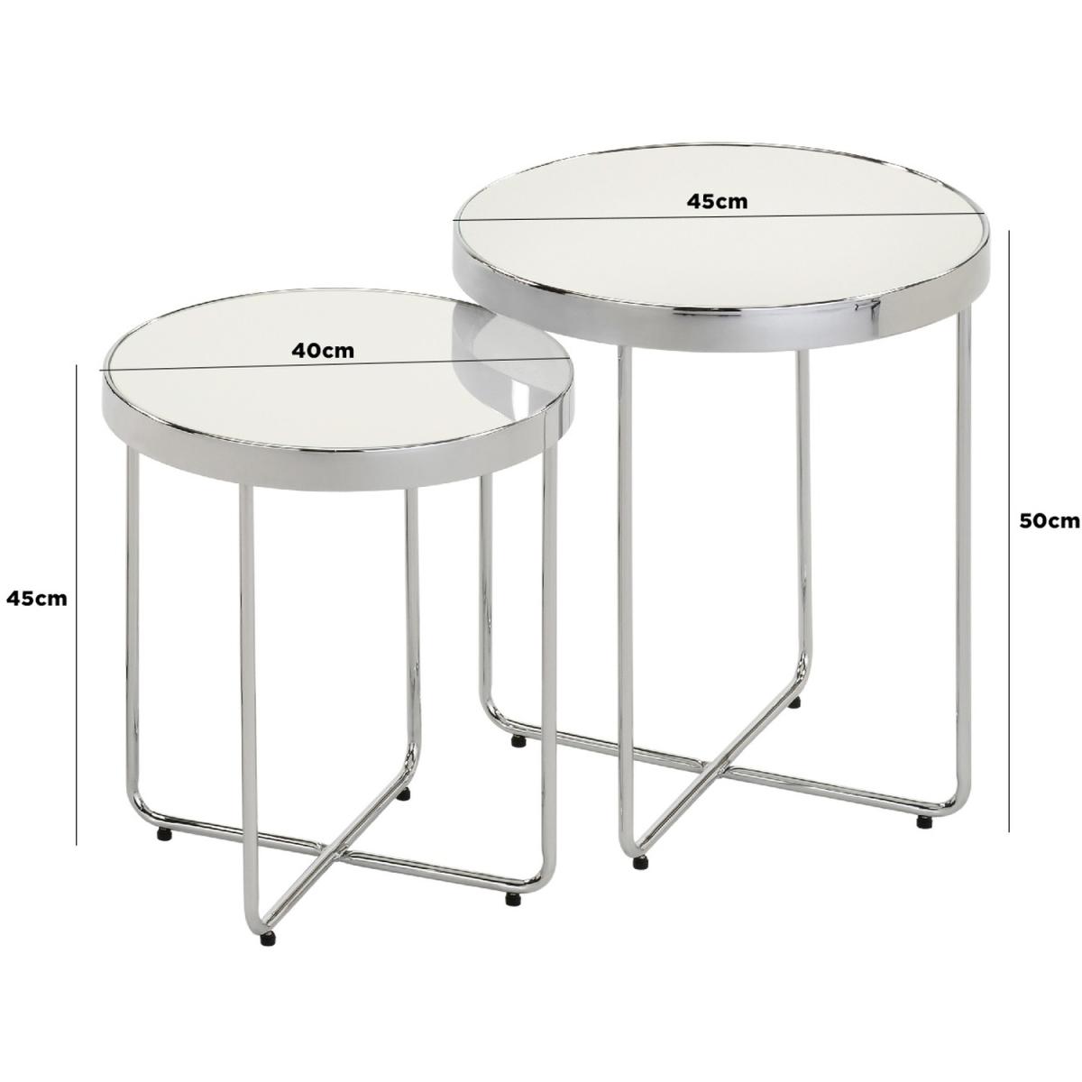 Ella Set of 2 Nesting Mirrored Round Side Tables - Silver – image 3