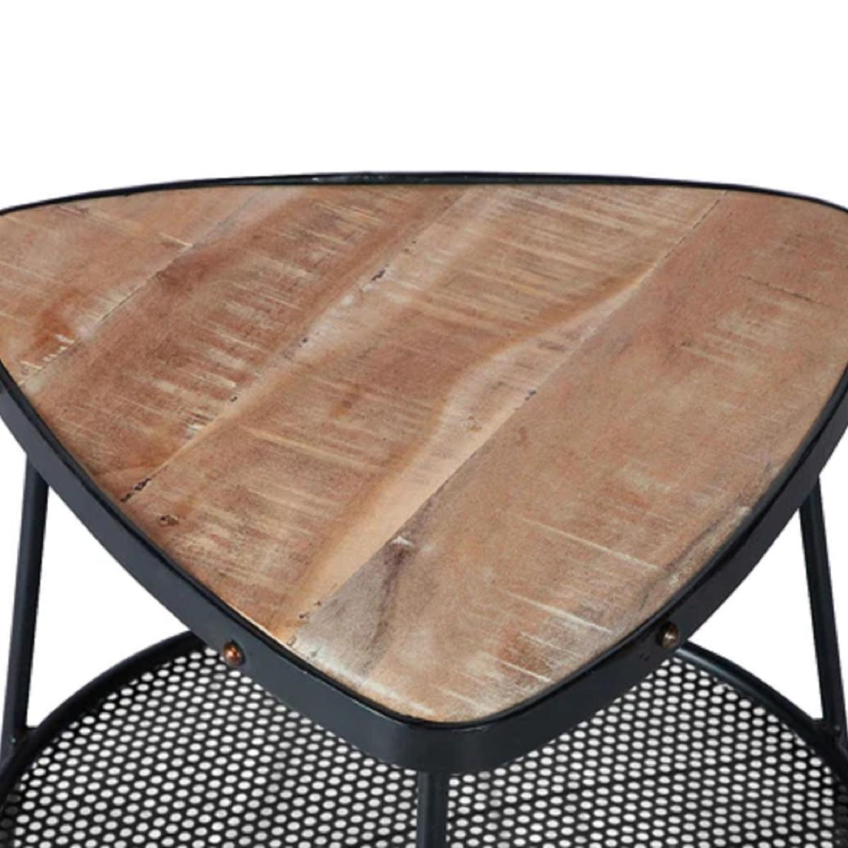 Iron and wood End Table with Shelf - Black – image 2