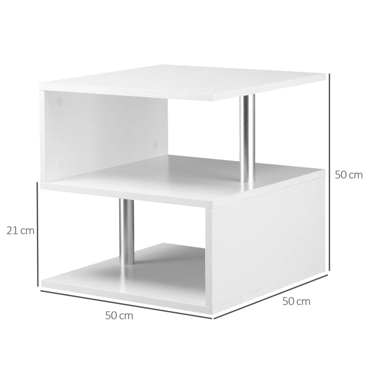 Coyora White Set of 2 S-Shaped Side Tables with 2-Tier Storage – image 5