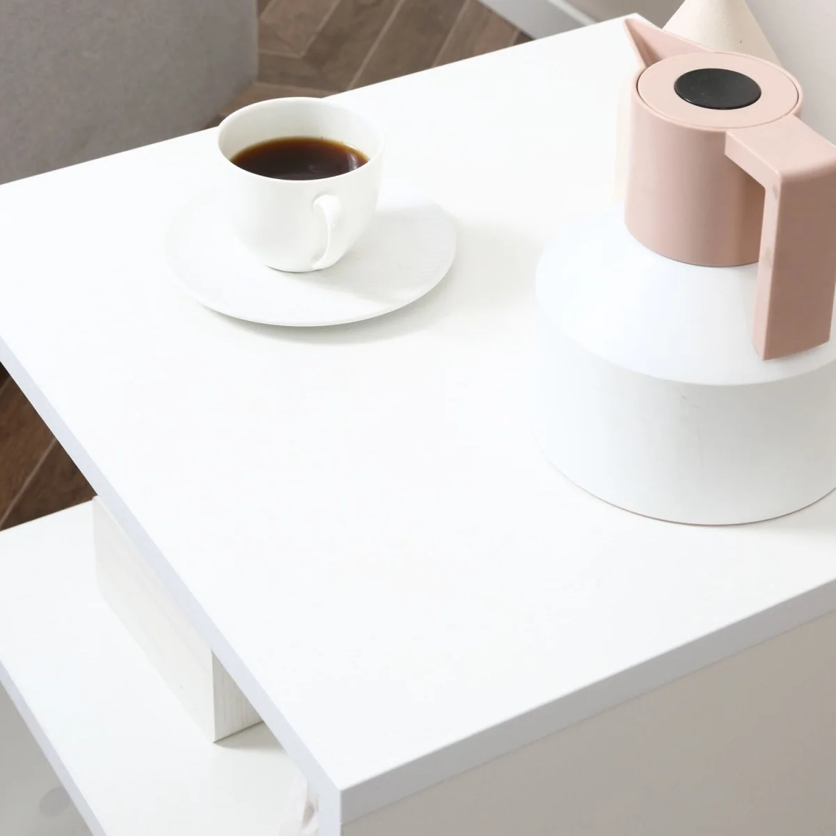 Coyora White Set of 2 S-Shaped Side Tables with 2-Tier Storage – image 9