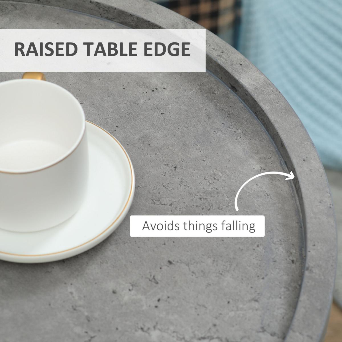 Modern Accent Side Table with Cement Effect Tabletop - Grey – image 3