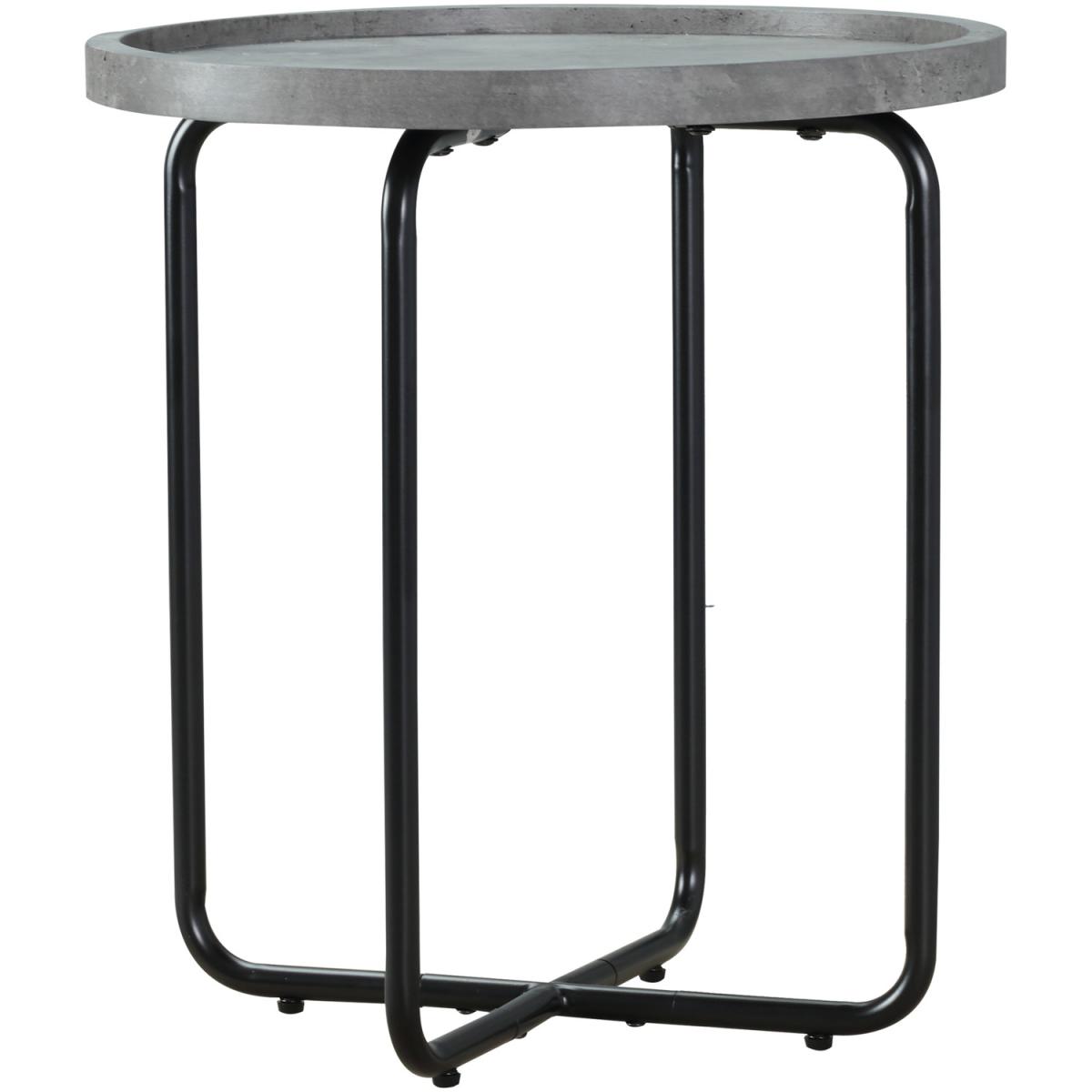 Modern Accent Side Table with Cement Effect Tabletop - Grey – image 5