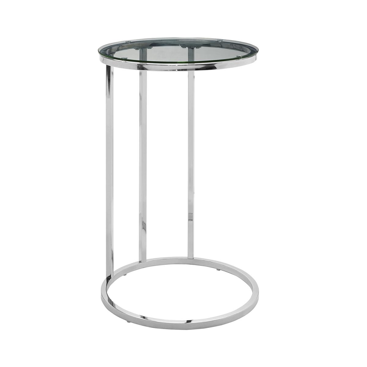 Serena Round End Table - Glass & Chrome – image 2