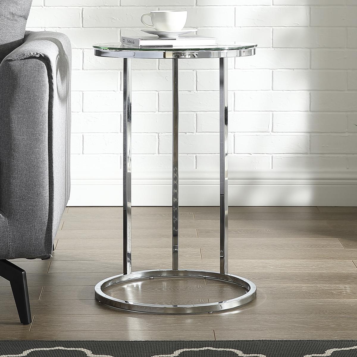 Serena Round End Table - Glass & Chrome – image 3