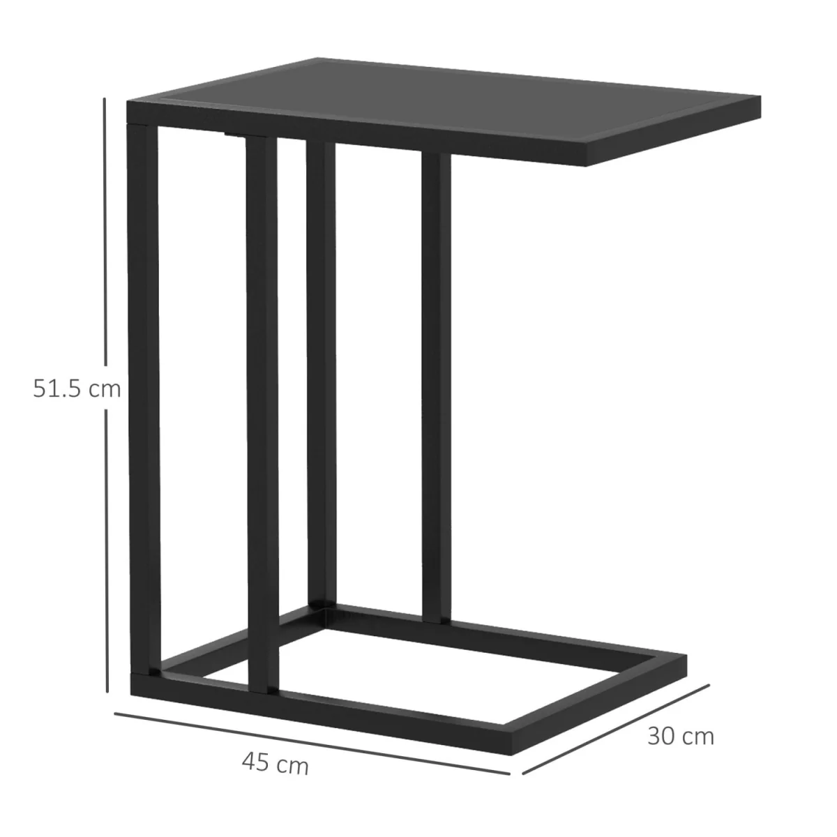 Sariso Black C-Shaped Side Table with Wood-Effect Top – image 3