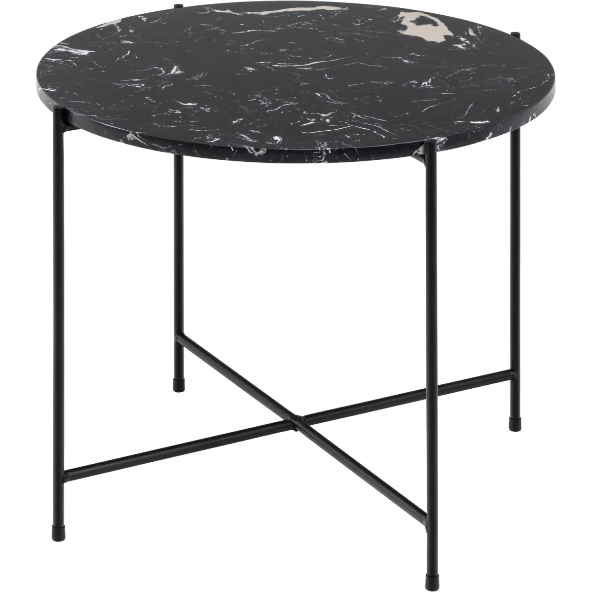 Avila Side Table with Black Polished Marble Stone 52x40cm - Black – image 3